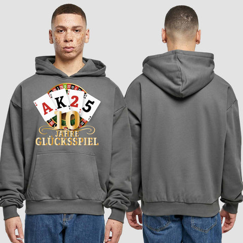 1009 "Glücksspiel" Abschluss Premium Oversize Hoodie einseitig bedruckt