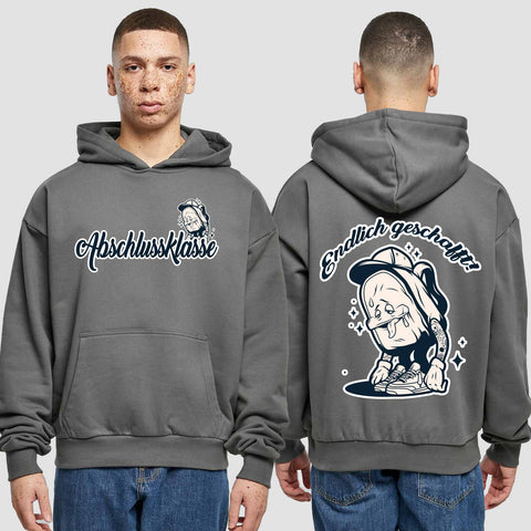 1058 "Endlich" Abschluss Premium Oversize Hoodie beidseitig bedruckt