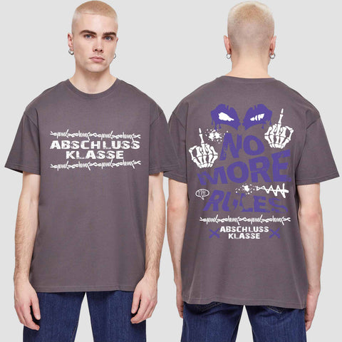 1051 "No more Rules" Abschluss Oversize T-Shirt beidseitig bedruckt