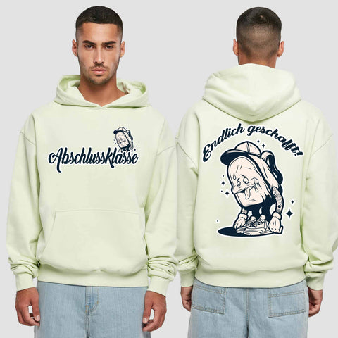 1058 "Endlich" Abschluss Premium Oversize Hoodie beidseitig bedruckt