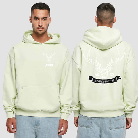 1017 "Abschlussmeister Polygon" Abschluss Premium Oversize Hoodie beidseitig bedruckt