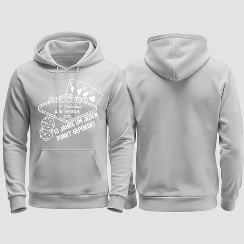 1012 "Abi Vegas" Abi regular College Hoodie einseitig bedruckt