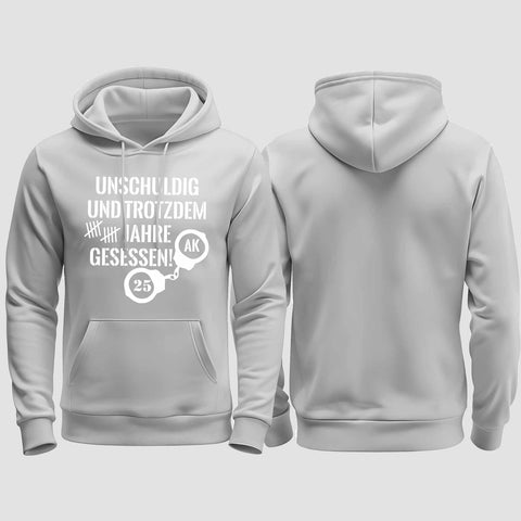 1008 "Unschuldig gesessen" Abschluss regular College Hoodie einseitig bedruckt