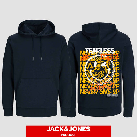 1020 "NEVER GIVE UP" Abschluss Hoodie by Jack&Jones einseitig bedruckt