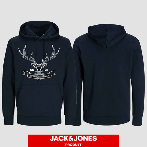 1015 "Absch(l)ussmeister polygon" Abschluss Hoodie by Jack&Jones einseitig bedruckt