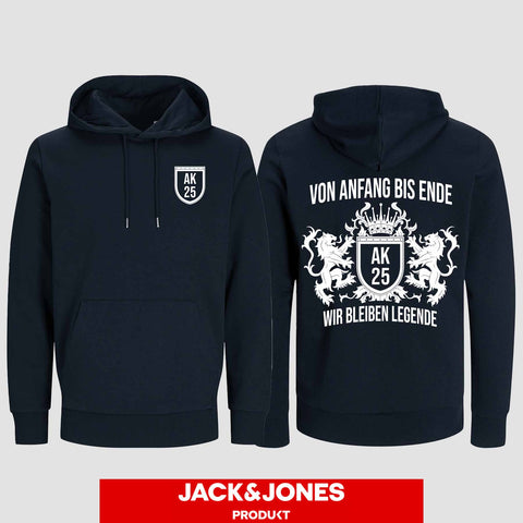 1023 "Von Anfang bis Ende" Abschluss Hoodie by Jack&Jones beidseitig bedruckt