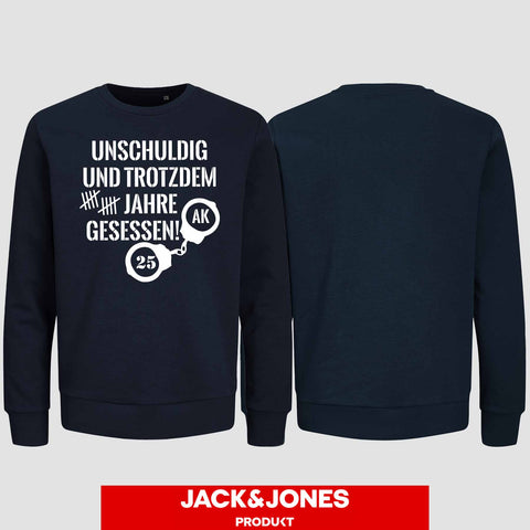 1008 "Unschuldig gesessen" Abschluss Sweatshirt by Jack&Jones einseitig bedruckt