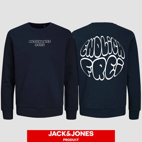 1036 "Endlich frei" Abschluss Sweatshirt by Jack&Jones beidseitig bedruckt