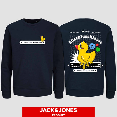 1053 "Ente gut, alles gut" Abschluss Sweatshirt by Jack&Jones beidseitig bedruckt