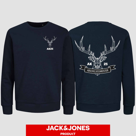 1017 "Abschlussmeister Polygon" Abschluss Sweatshirt by Jack&Jones beidseitig bedruckt