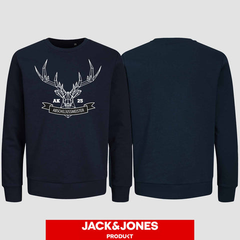 1015 "Abschlussmeister Polygon" Abschluss Sweatshirt by Jack&Jones einseitig bedruckt