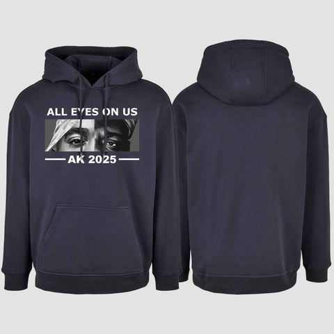 1022 "All Eyes on us" Abschluss Oversize Hoodie einseitig bedruckt