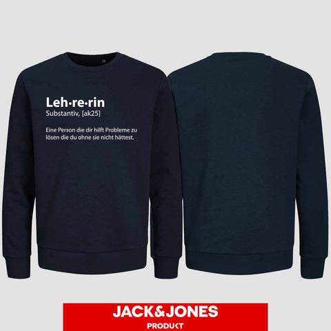 1049 "Definition Lehrerin" Abschluss Sweatshirt by Jack&Jones einseitig bedruckt