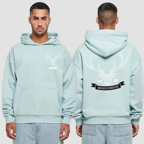 1017 "Abschlussmeister Polygon" Abschluss Premium Oversize Hoodie beidseitig bedruckt