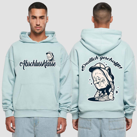 1058 "Endlich" Abschluss Premium Oversize Hoodie beidseitig bedruckt