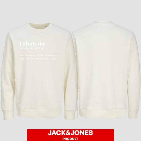 1049 "Definition Lehrerin" Abschluss Sweatshirt by Jack&Jones einseitig bedruckt