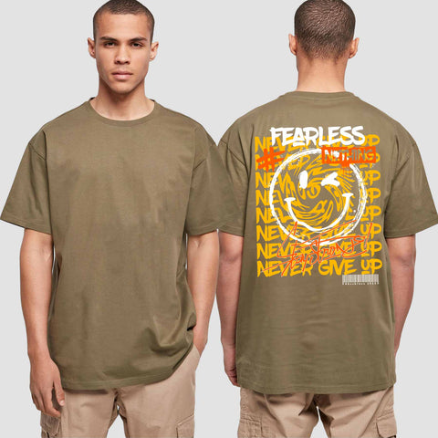 1020 "NEVER GIVE UP" Abschluss Oversize T-Shirt einseitig bedruckt