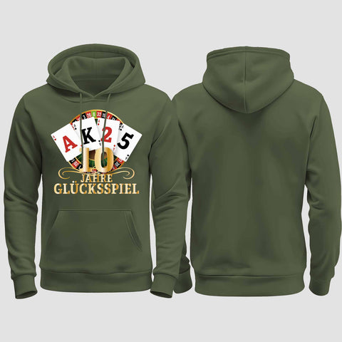 1009 "Glücksspiel" Abschluss regular College Hoodie einseitig bedruckt