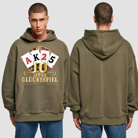 1009 "Glücksspiel" Abschluss Premium Oversize Hoodie einseitig bedruckt