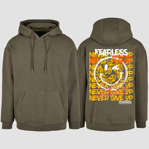 1020 "NEVER GIVE UP" Abschluss Oversize Hoodie einseitig bedruckt