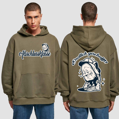 1058 "Endlich" Abschluss Premium Oversize Hoodie beidseitig bedruckt