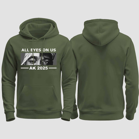 1022 "All Eyes on Us" Abschluss regular College Hoodie einseitig bedruckt