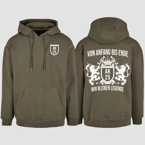 1023 "Von Anfang bis Ende" Abschluss Oversize Hoodie beidseitig bedruckt