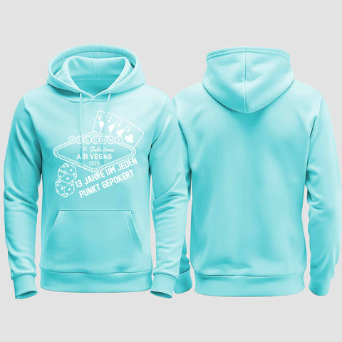 1012 "Abi Vegas" Abi regular College Hoodie einseitig bedruckt