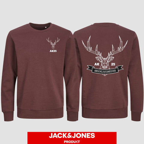 1017 "Abschlussmeister Polygon" Abschluss Sweatshirt by Jack&Jones beidseitig bedruckt