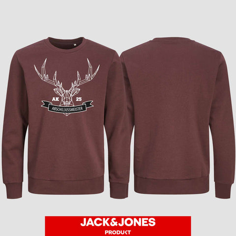 1015 "Abschlussmeister Polygon" Abschluss Sweatshirt by Jack&Jones einseitig bedruckt