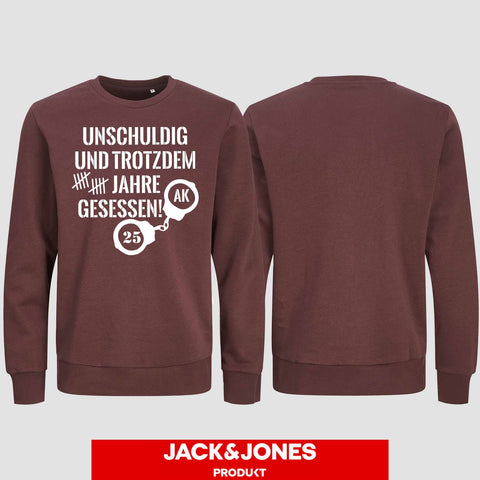 1008 "Unschuldig gesessen" Abschluss Sweatshirt by Jack&Jones einseitig bedruckt