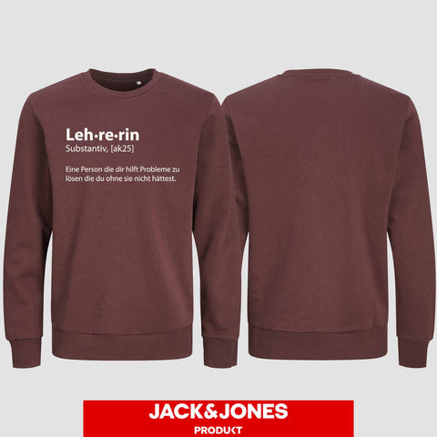 1049 "Definition Lehrerin" Abschluss Sweatshirt by Jack&Jones einseitig bedruckt