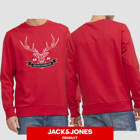 1015 "Abschlussmeister Polygon" Abschluss Sweatshirt by Jack&Jones einseitig bedruckt