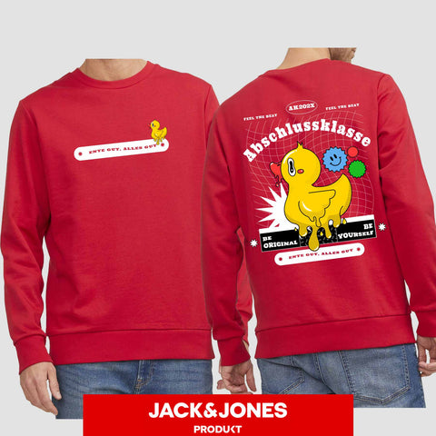 1053 "Ente gut, alles gut" Abschluss Sweatshirt by Jack&Jones beidseitig bedruckt