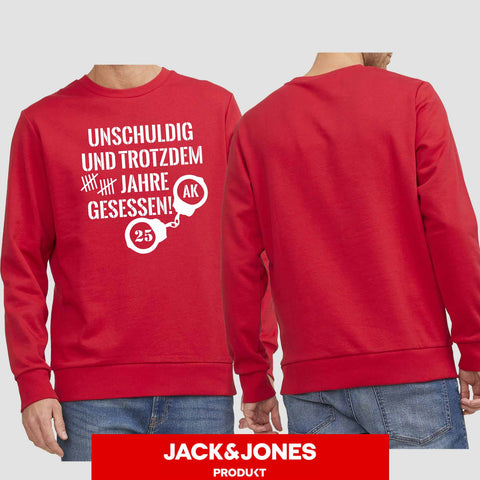 1008 "Unschuldig gesessen" Abschluss Sweatshirt by Jack&Jones einseitig bedruckt