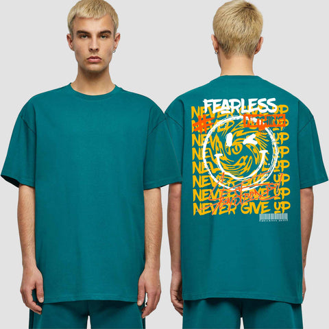 1020 "NEVER GIVE UP" Abschluss Oversize T-Shirt einseitig bedruckt