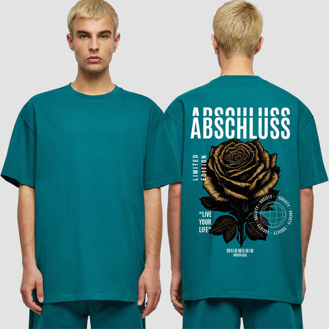 1041 "Streetwear Rose" Abschluss Oversize T-Shirt einseitig bedruckt