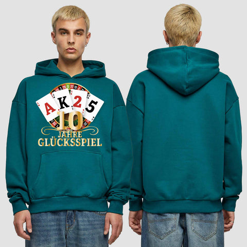 1009 "Glücksspiel" Abschluss Premium Oversize Hoodie einseitig bedruckt