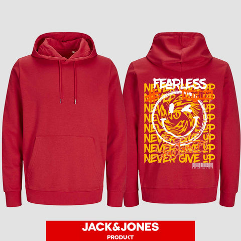 1020 "NEVER GIVE UP" Abschluss Hoodie by Jack&Jones einseitig bedruckt