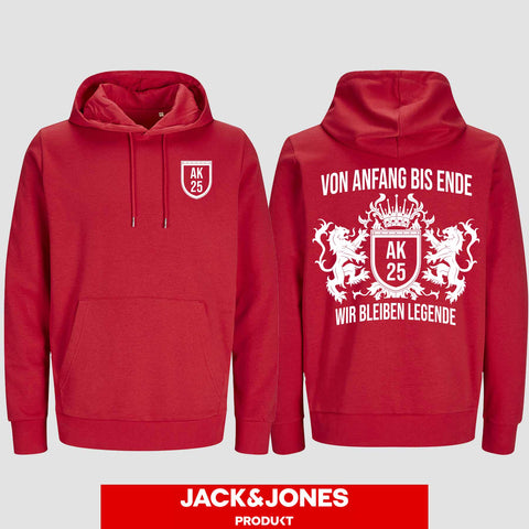 1023 "Von Anfang bis Ende" Abschluss Hoodie by Jack&Jones beidseitig bedruckt