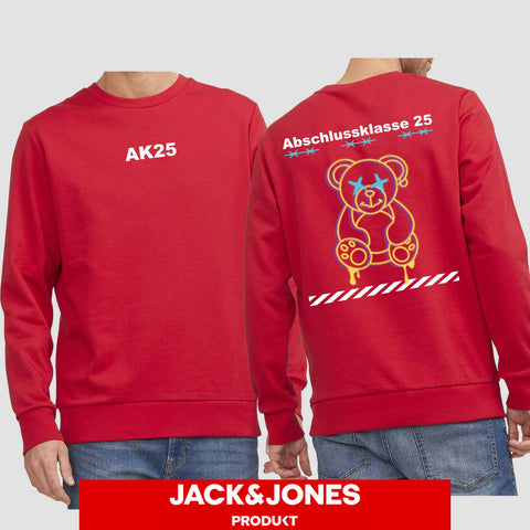 1016 "Teddy X" Abschluss Sweatshirt by Jack&Jones beidseitig bedruckt