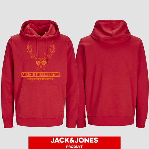 1013 "Absch(l)ussmeister Brille" Abschluss Hoodie by Jack&Jones einseitig bedruckt