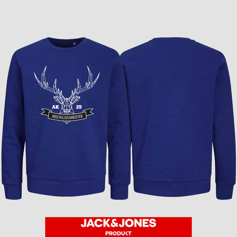 1015 "Abschlussmeister Polygon" Abschluss Sweatshirt by Jack&Jones einseitig bedruckt