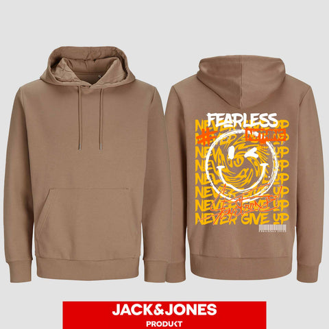 1020 "NEVER GIVE UP" Abschluss Hoodie by Jack&Jones einseitig bedruckt