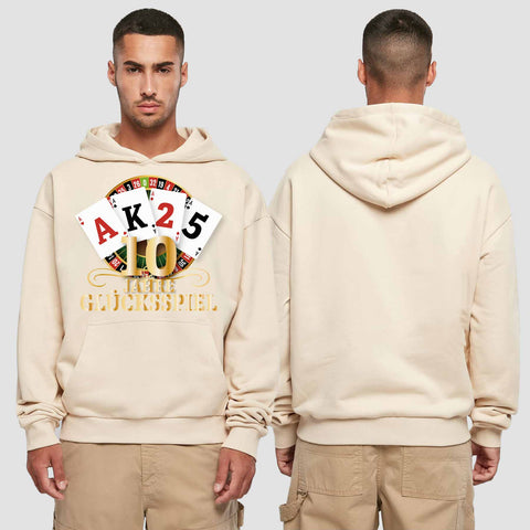 1009 "Glücksspiel" Abschluss Premium Oversize Hoodie einseitig bedruckt