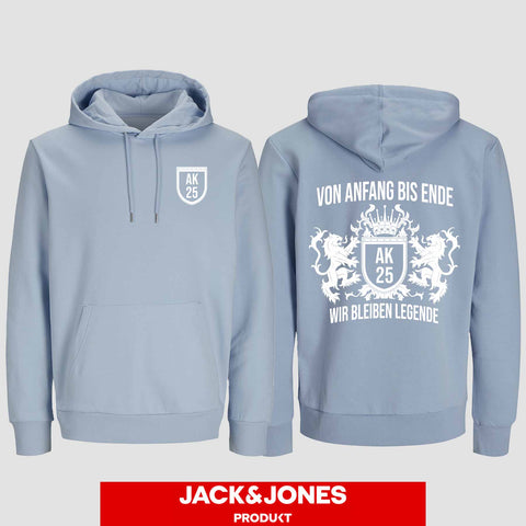 1023 "Von Anfang bis Ende" Abschluss Hoodie by Jack&Jones beidseitig bedruckt