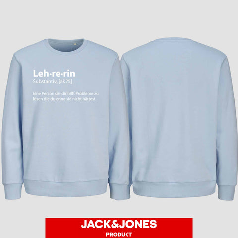 1049 "Definition Lehrerin" Abschluss Sweatshirt by Jack&Jones einseitig bedruckt