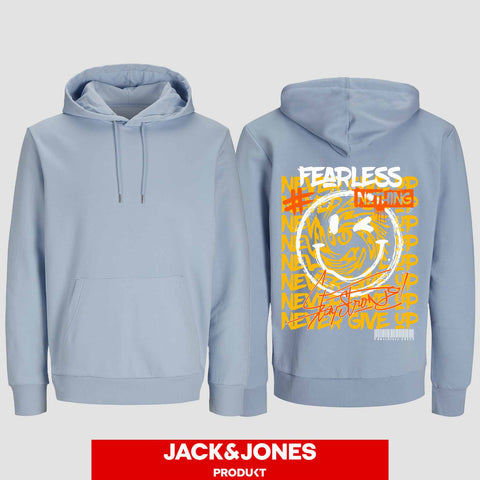 1020 "NEVER GIVE UP" Abschluss Hoodie by Jack&Jones einseitig bedruckt