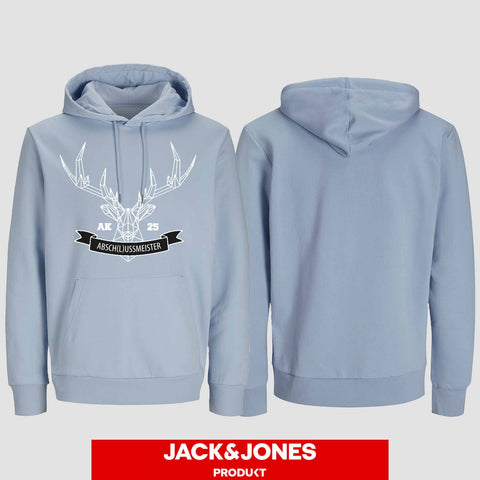 1015 "Absch(l)ussmeister polygon" Abschluss Hoodie by Jack&Jones einseitig bedruckt