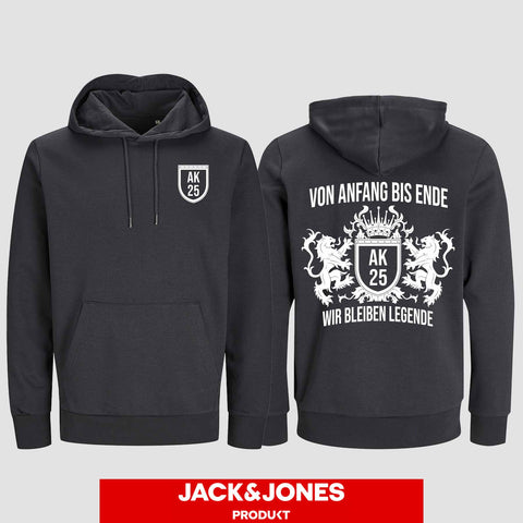 1023 "Von Anfang bis Ende" Abschluss Hoodie by Jack&Jones beidseitig bedruckt